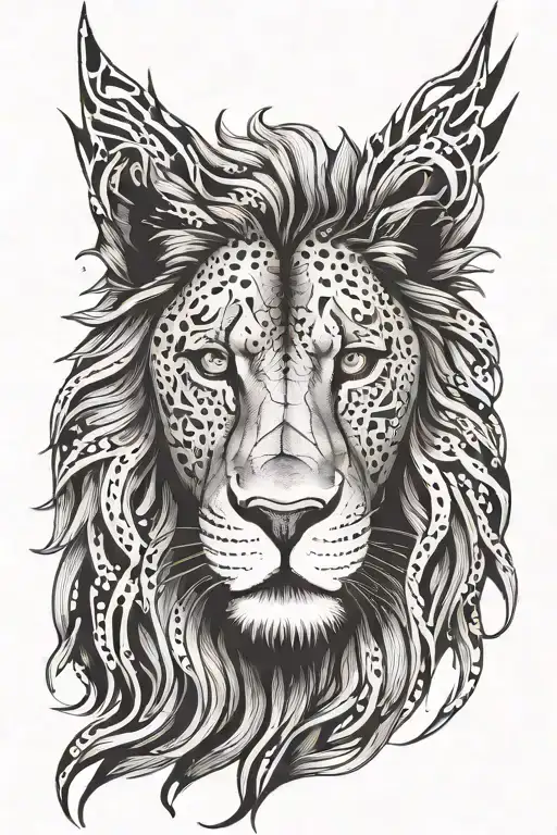 Lion with black lighting bolts striking tattoo design idea