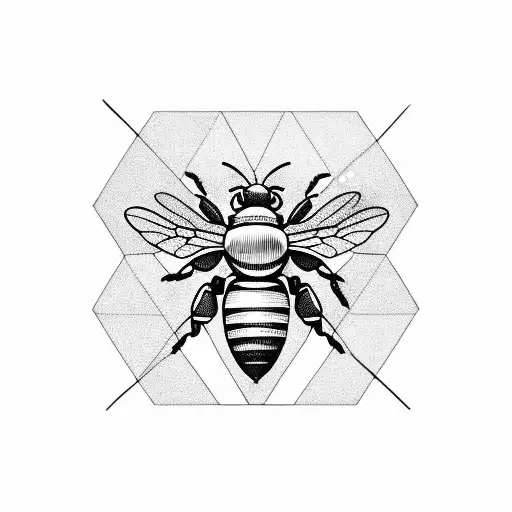 honey bee in a triangular shape with no background tattoo design idea