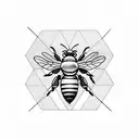honey bee in a triangular shape with no background tattoo design idea