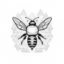 honey bee in a triangular shape with no background tattoo design idea