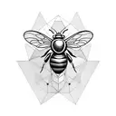 honey bee in a triangular shape with no background tattoo design idea