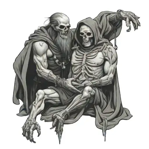 shackled necromancer raising dead tattoo design idea