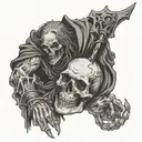 shackled necromancer raising dead tattoo design idea