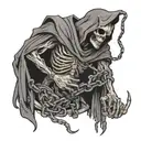 shackled necromancer raising dead tattoo design idea