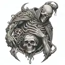 shackled necromancer raising dead tattoo design idea