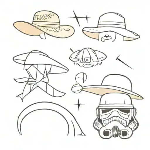 Mix Straw Hat with Star Wars tattoo design idea