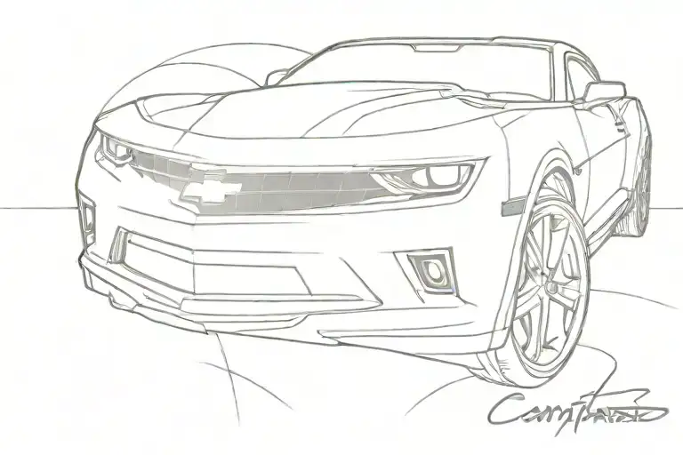 chevy camaro outline tattoo design idea