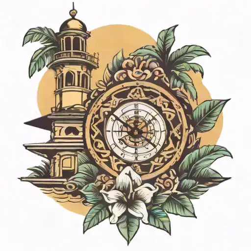 Samoa clock tower tattoo design idea