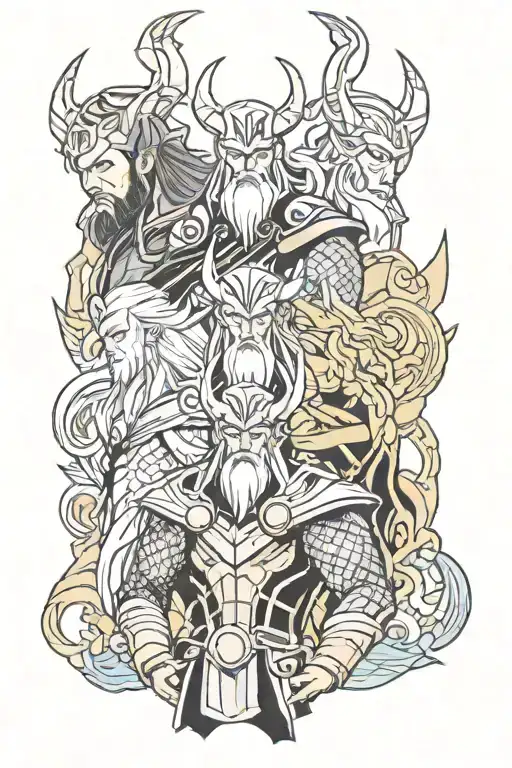 odin + thor + Loki  tattoo design idea