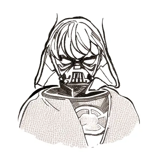 A blackwork tattoo featuring a mashup of Darth Vader and Pikachu tattoo design idea