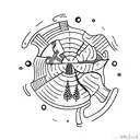 firefighter forest moon lines and dots  tattoo design idea