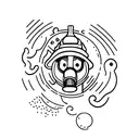 firefighter forest moon lines and dots  tattoo design idea