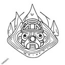 firefighter forest moon lines and dots  tattoo design idea