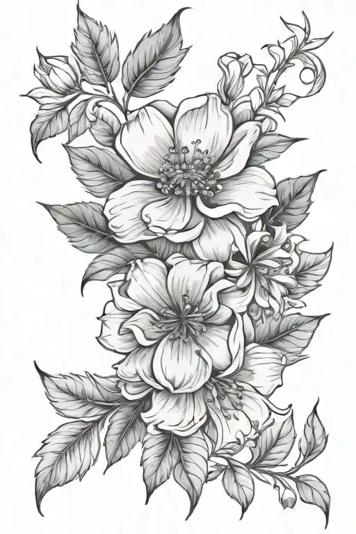may and October birth flower tattoo design idea