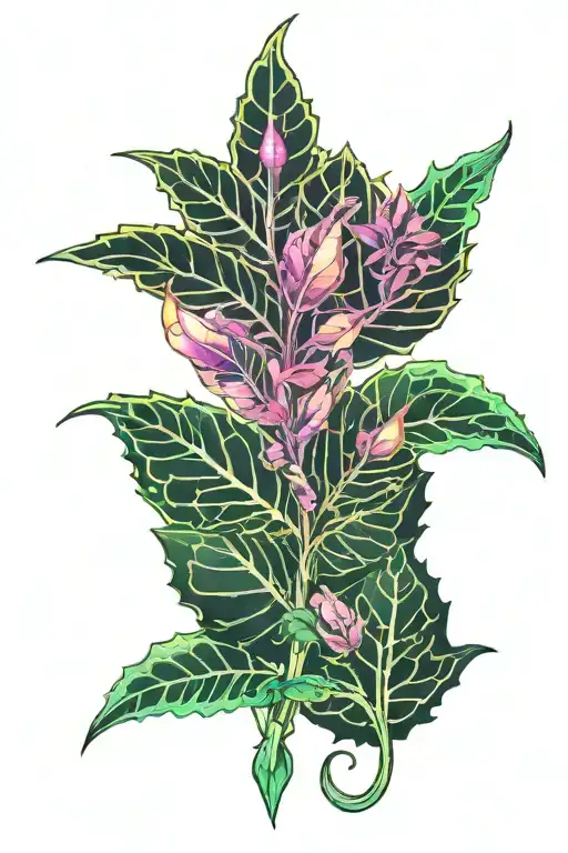 croton plant tattoo design idea
