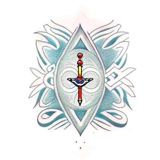 Ankh Symbol and flower tattoo design idea