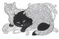 big black cat sleeping tattoo design idea