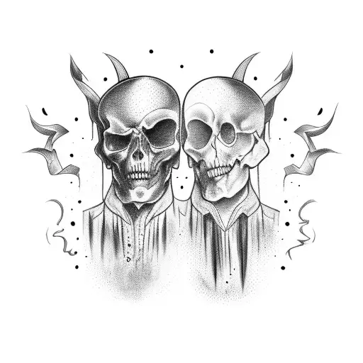 Black and gray demon skull part of a good vs evil sleeve   Flickr