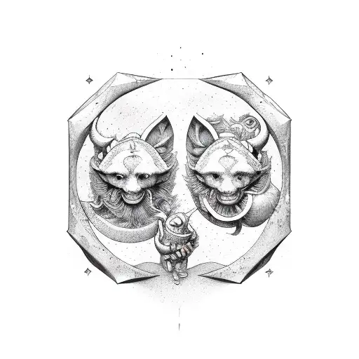 Gemini dark and light tattoo design idea