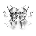 good and evil twins tattoo design idea