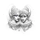 Gemini dark and light tattoo design idea