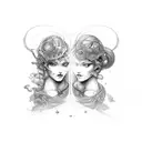 Gemini dark and light tattoo design idea