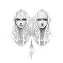 Gemini dark and light tattoo design idea