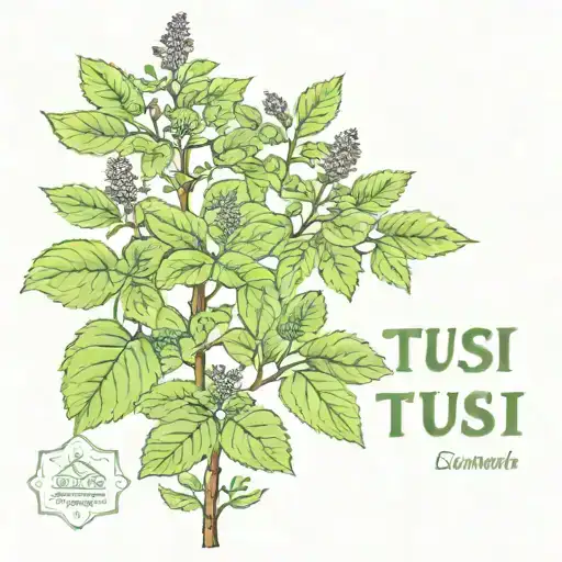 Tulsi with name tattoo design idea