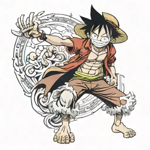 character Monkey D. Luffy one piece tattoo design idea