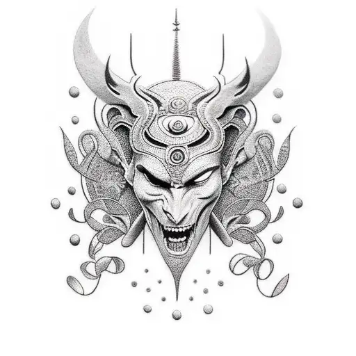 Create a dotwork tattoo featuring a powerful female warrior from mythology, representing the Goddess of Victory tattoo design idea