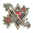 T initial with heart  tattoo design idea