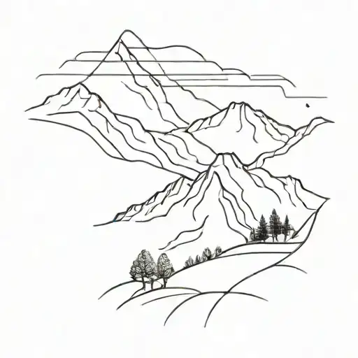 Mountain, desert landscape, tattoo design idea