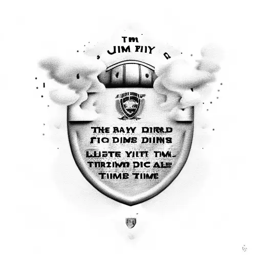AJR clouds with a subtle reference to Arsenal Football Club and a quote that says "They say you die two times, First tim tattoo design idea