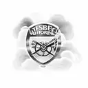 AJR clouds with a subtle reference to Arsenal Football Club and a quote that says "They say you die two times, First tim tattoo design idea