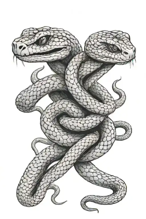 twin snakes crossing around tattoo design idea