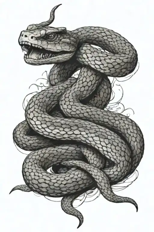 twin snakes crossing around otf tattoo design idea