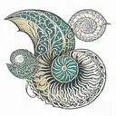 nautilus shell and gellyfish  tattoo design idea