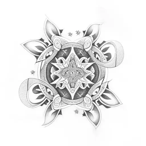 paisley and stars tattoo design idea