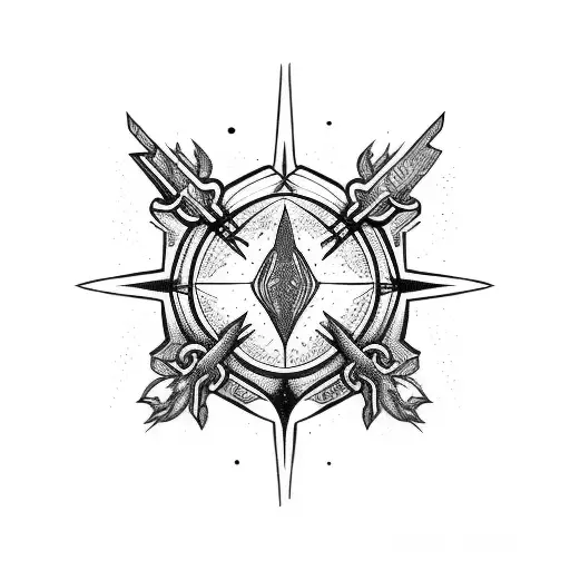  starship and fire tattoo design idea