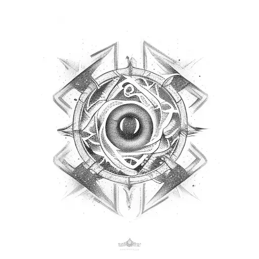  starship and fire tattoo design idea