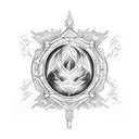  starship and fire tattoo design idea