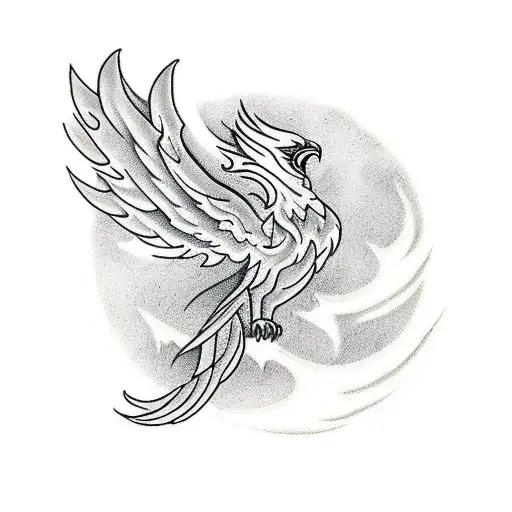 A new-school tattoo featuring a phoenix emerging victoriously from the ashes, representing resilience tattoo design idea