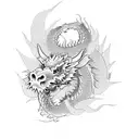 JAPANESE DRAGON WITH LOTUS FLOWERS tattoo design idea
