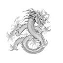 JAPANESE DRAGON WITH LOTUS FLOWERS tattoo design idea