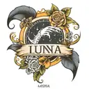 name Luna written  tattoo design idea