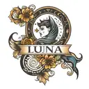 name Luna written  tattoo design idea