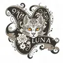 name Luna written  tattoo design idea