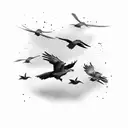 Flock of Crows Flying tattoo design idea