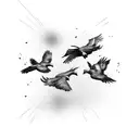 Flock of Crows Flying tattoo design idea