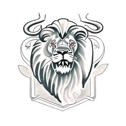 lion, ram and bull tattoo design idea